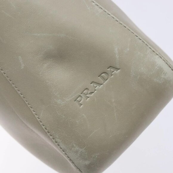 PRADA Tote Bag Leather Gray Auth - Picture 10 of 16
